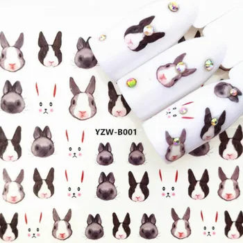 2022 Sıcak Satış DIY Çivi Güzel paskalya tavşanı Tırnak Sticker Kelebek Çiçek Su Transferi Çıkartması Kaydırıcılar Tırnak Sanat Dekorasyon için