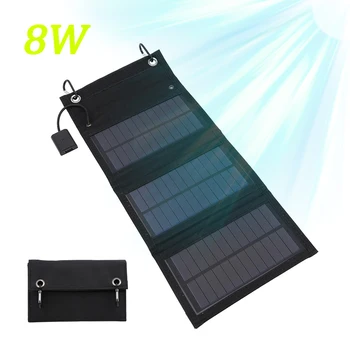 8W Katlanır Solar Şarj Paketi Cep Telefonu Tabletler İçin MP3 Su Geçirmez Kamp Piknik Solarpanel dış ortam aracı Taşınabilir 2022
