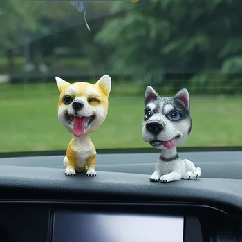 OHANEE Başını Sallayarak Köpek Komik Sallayarak Kafa Oyuncaklar Bobblehead Yavru Bebek Salıncak Araba Süsler Oto İç Dekor Araba Dashboard Oyuncaklar