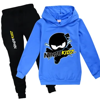 Yeni Yürümeye Başlayan Bebek Giyim Çocuk İnce Hoodies Ve pantolon takım elbise Ninja KİDZ Erkek Uzun Kollu Kazak Kız Elbise Çocuklar İçin