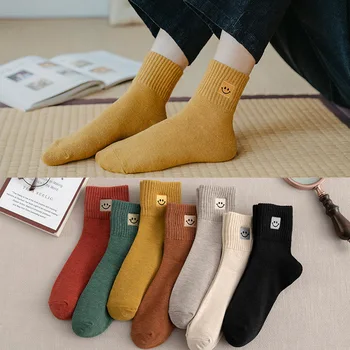 Kadın / erkek Pamuk Gülen Çorap Saf Renk Nefes Çorap Lente Herfst Katoen Ademend Sıcak Houden Kat Kaymaz Sokken