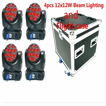 4 pz / loto 12x12 W Con uçuş durumda 150 W LED Fascio hareketli kafa ışık dj ekipmanları 12x12 W RGBW (CMY) Quad