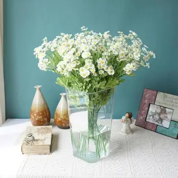 Yapay çiçekler Beyaz Uzun Kutup İpek Sakız Papatya Vazo Ev Dekor için Gelin Holding Buket Noel Çelenk Düğün Aksesuarları