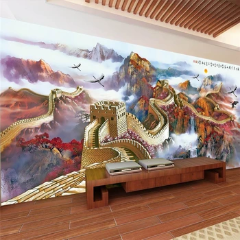 wellyu Büyük Duvar Çin tarzı manzara manzara muhteşem dağ nehir duvar özel duvar kağıdı yeşil duvar kağıdı duvar