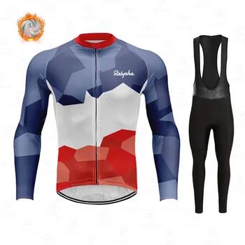 Raphaful Kış Polar Bisiklet Setleri Ropa Ciclismo erkek Bisiklet Üst Formaları Açık Bisiklet Bisiklet Uzun Kollu Giyim Takım Elbise