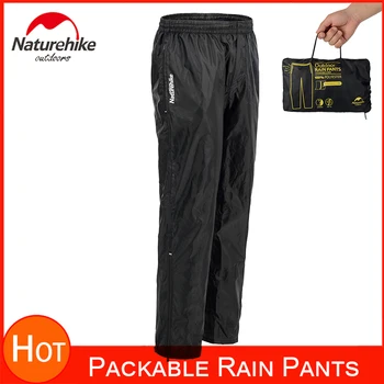 Naturehike Açık Yağmur Dişli Su Geçirmez Yağmur Pantolon w / Elastik Bel Taşınabilir Packable Pantolon Ultralight Ve Katlanabilir İçin Erkek / kadın